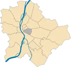 Location of District VIII in Budapest (shown in grey)