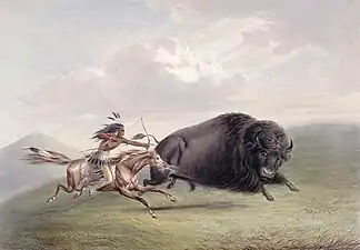 Image 2A bison hunt depicted by George Catlin (from Indigenous peoples of the Americas)