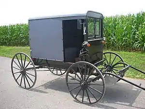 Square gray topped buggy of the Amish in Lancaster County, Pennsylvania