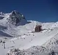 View from La Mongie village towards the Tourmalet building.