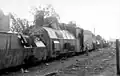 Soviet armoured train No.2 "Yuzhnouralskiy Zheleznodorozhnik" (South-Ural Railroad Man), of 38th Armoured Train Unit, Briansk front, abandoned at Marmyzhi 29 June 1942 (OB-3 type)