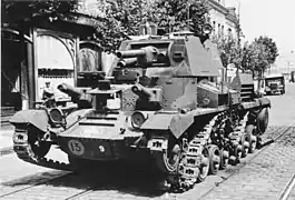 May 1940: Damaged British Cruiser Mk I CS in Calais.