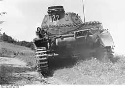 Panzer IV tank with an N.K.A.V. mounted above the muffler.