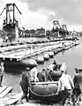 German pioneers construct a pontoon bridge across the Dnieper during the battle of Kiev, September 1941