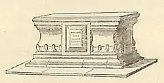 The monument to the Strudwick family and John Bunyan in its original form: an engraving of 1849