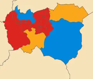 2012  Labour Party (UK): 11   Liberal Democrats (UK): 2   Conservative Party (UK): 2