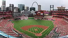 Without the Ballpark Village the Courthouse can be seen from Busch Stadium