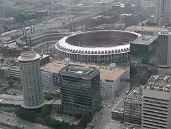 New and old Busch Stadiums, at the location of the old Chinatown