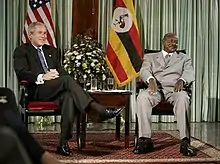 Image 16U.S. President George W. Bush met with President Yoweri Museveni in Entebbe, Uganda, 11 July 2003. (from Uganda)