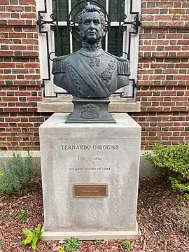 The Bust of Bernardo O'Higgins in front of the Chilean Embassy in Washington, D.C.