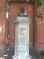 Bust of Jagadamba kumari devi in front of the compound of sajaha Yatayat where she donated 22 ropani of land