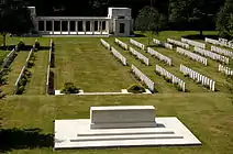 View of Buttes New British cemetery, including the New Zealand Memorial to the Missing.