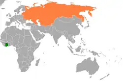 Map indicating locations of Côte d'Ivoire and Soviet Union