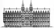 19th century drawing of the Main Post Office as seen from the Nieuwezijds Voorburgwal