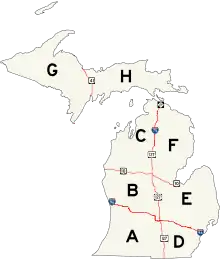 Map (from List of county-designated highways in Michigan)