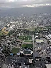 Aerial view from the southwest, 2017