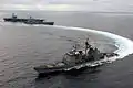 Lake Champlain conducting an emergency breakaway maneuver after completing an underway replenishment.