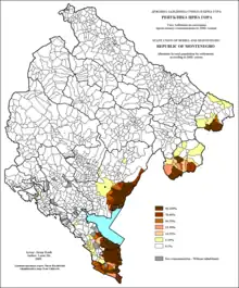 Percent of Albanians by settlements, 2003.