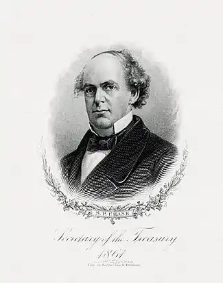 BEP engraved portrait of Salmon P. Chase, sixth Chief Justice of the United States, 1864 – 1873