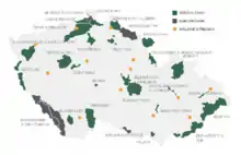 Image 62Map of protected areas of the Czech Republic: national parks (grey) and protected landscape areas (green) (from Protected areas of the Czech Republic)