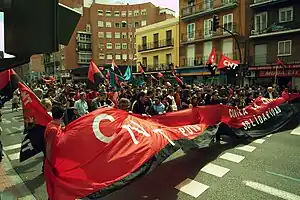 Image 4Members of the Spanish anarcho-syndicalist trade union Confederación Nacional del Trabajo marching in Madrid in 2010 (from Libertarianism)