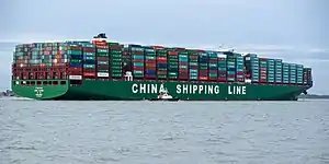 CSCL Globe at the Port of Felixstowe, UK