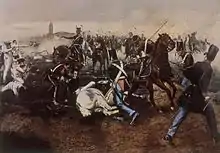 Portrait of the battle of San Lorenzo, featuring Juan Bautista Cabral when he saved San Martín's life