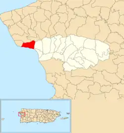 Location of Caguabo within the municipality of Añasco shown in red