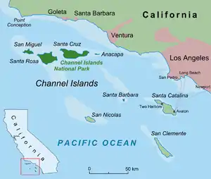 Map showing the location of Anacapa State Marine Reserve