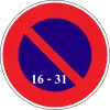 No parking from 16th to 31st day of the month