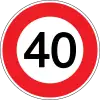 Maximum speed limit 40 km/h