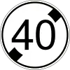 End of maximum speed limit 40 km/h