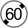 End of maximum speed limit 60 km/h