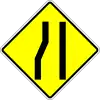 Carriageway way narrows on the left