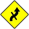 Crossroad on a double curve (different road classes)