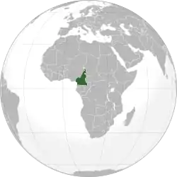 Location of Cameroon on the globe.