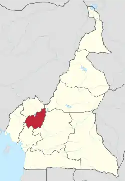 Location of West Region within Cameroon