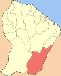 Location of the commune (in red) within French Guiana