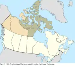 Map of the change to Canada on April 1, 1999