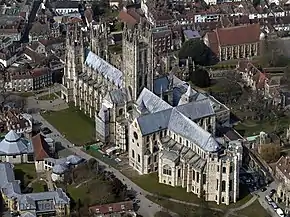 Aerial view of Canterbury Cathedral