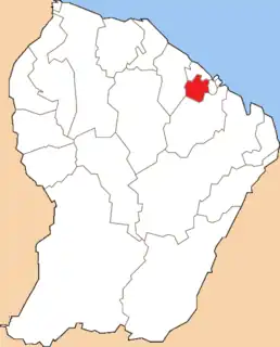 Location of the canton of Montsinéry-Tonnegrande in French Guiana