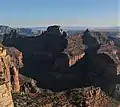 Siegfried Pyre centered with Butchart Butte to right. From Cape Final.