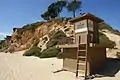 A lifeguard stand at Capistrano Beach