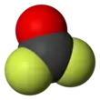 Space-filling model of the carbonyl fluoride molecule