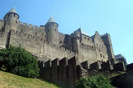 Restored outer walls of the medieval city of Carcassonne (13th–14th century)