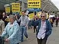 Carers arrive at the Scottish Parliament