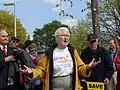 Carers speakers outside the Scottish Parliament