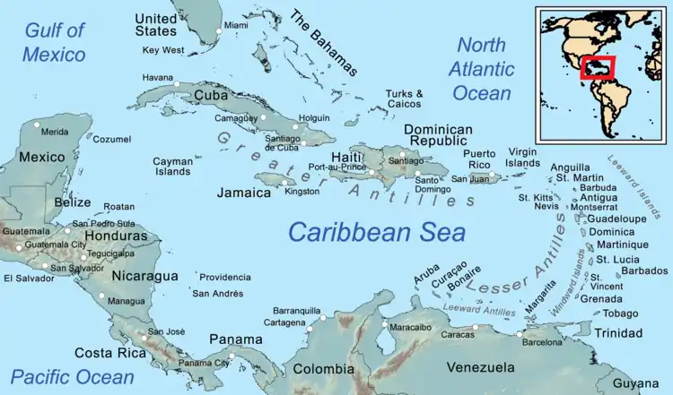 Map of the Caribbean