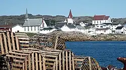 Downtown Fogo from fishing vessel.