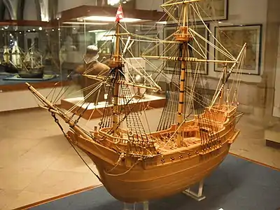 Model of the carrack Madre de Deus, in the Maritime Museum, Lisbon. Built based on another design, later in Portugal (1589), she was one of the largest ship in the world in her time. She had seven decks.